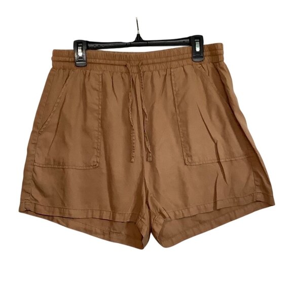 Oat New York Womens Light Brown Elastic Waist Drawstring Shorts Women Size Large - Picture 1 of 9